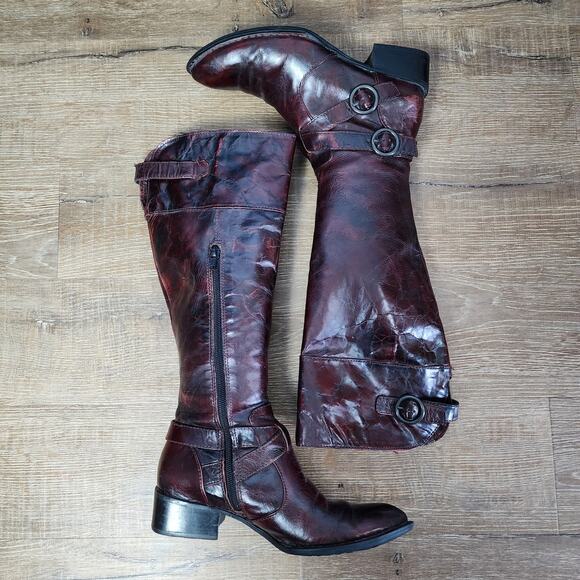 Born Crown Tall Leather Mahogany Riding Boots | Women's 6.5 - Picture 2 of 14